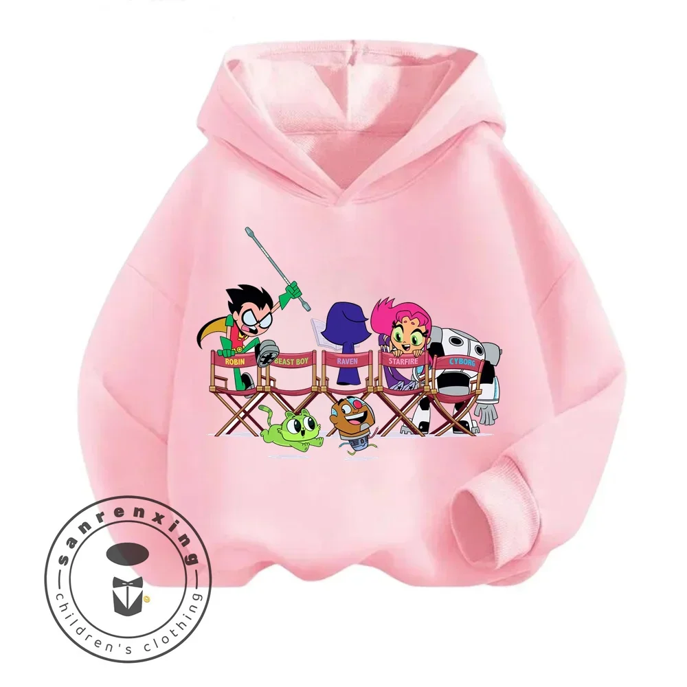 Teen Titans Go Cartoon Delicate Playful Cute Fashion Print Design Suitable for 3-14 Years Old Boys Girls Autumn Winter Hoodie