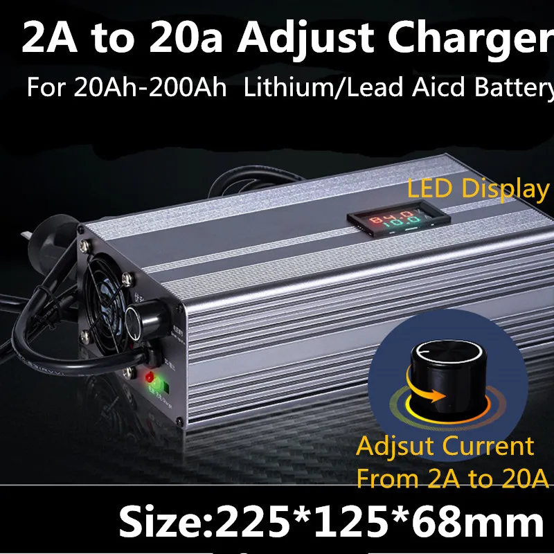 

Умное регулируемое зарядное устройство 72 в, 2A, 5a, 10A, 20A со светодиодный ным дисплеем для 20S 84V 21S 88,2 V li ion 24S 87,6 V lifepo4 72V гелевая свинцово-кислотная батарея