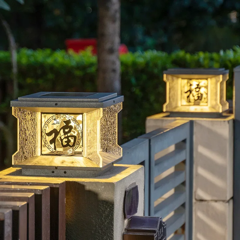 Solar stigma lamp Garden outdoor waterproof villa gate pillar lamp