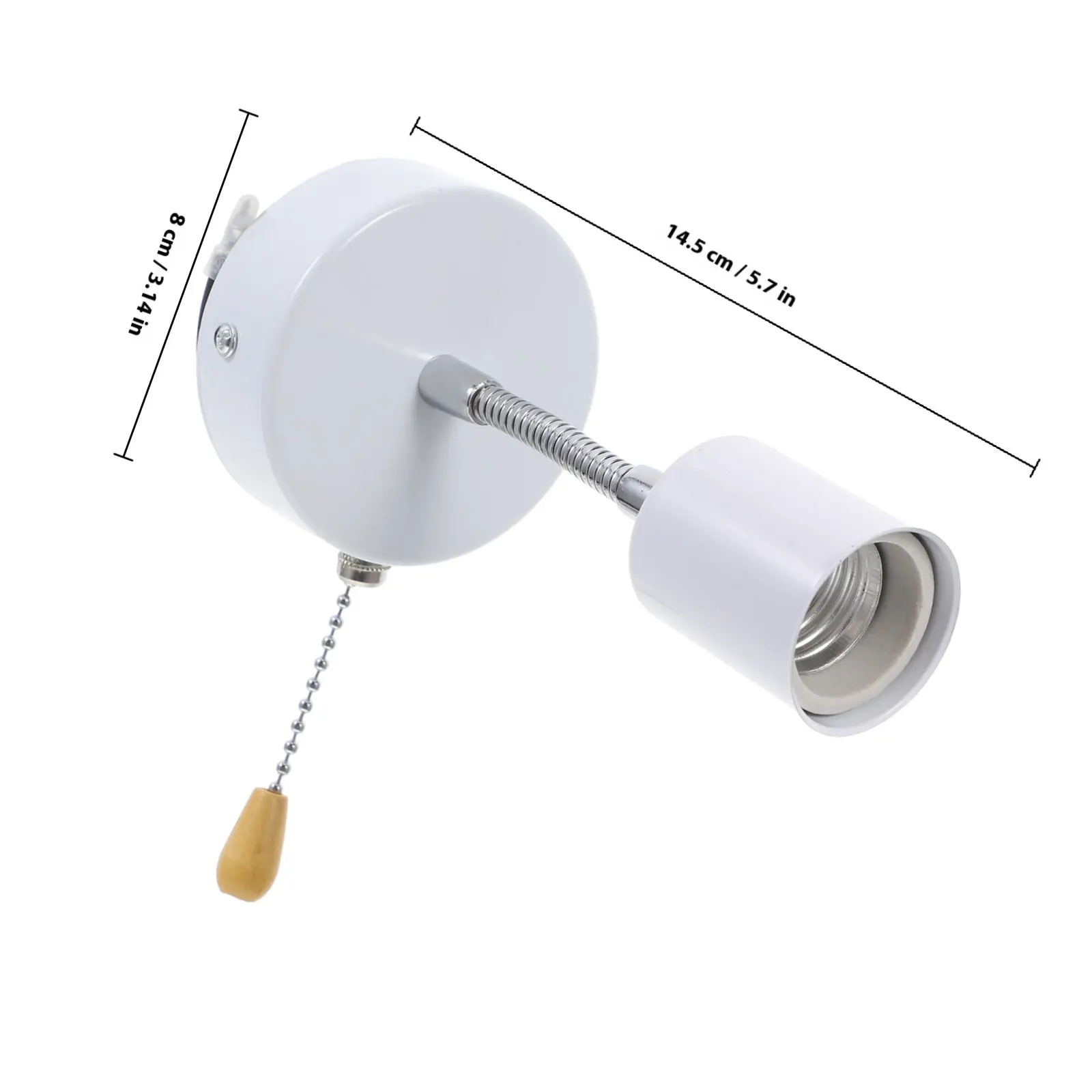 Wall Lamp Socket with Pull Cord Switch, E27 Base, Alloy Construction, Easy Install for Kitchen Bedroom Restaurant Library
