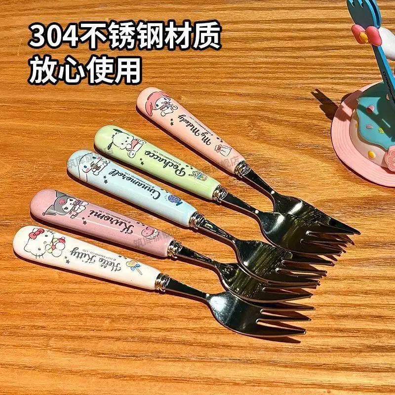 سانريو ماي ميلودي كورومي سينامورول شوكة ملعقة ضرب المنتج منتج جديد Kawaii الكرتون في الهواء الطلق المحمولة الكبار طالب لطيف