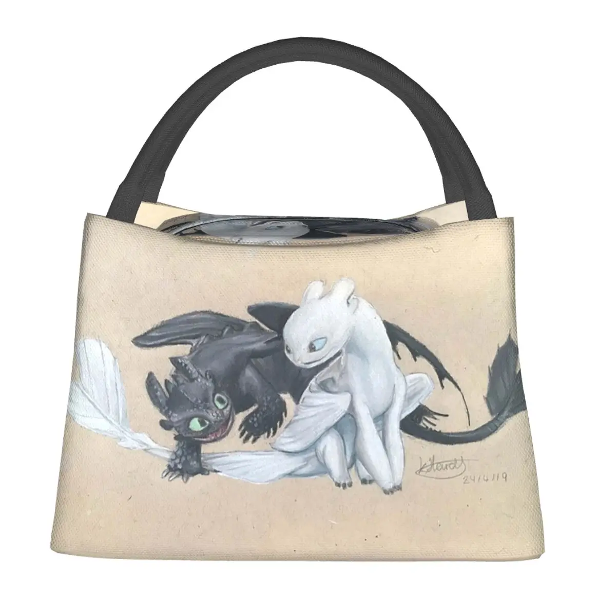 Toothless And Lightfury Lunch Bags Insulated Bento Box Resuable Lunch Tote Picnic Bags Cooler Thermal Bag for Woman Kids Travel