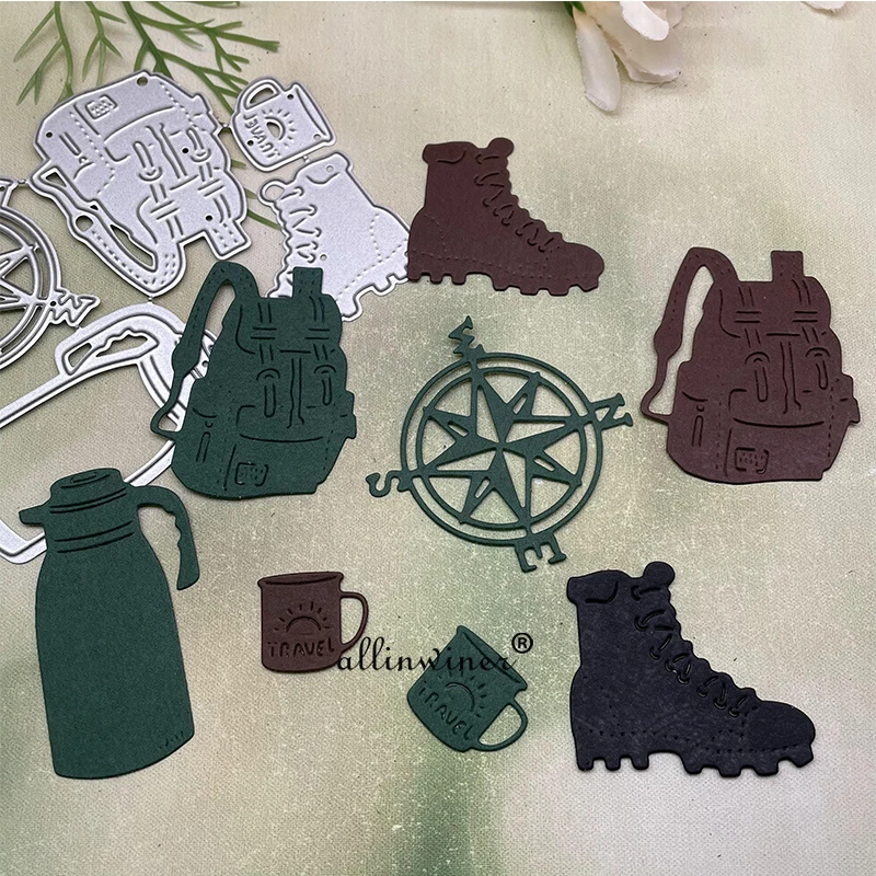 Troqueles de corte de Metal para viaje a pie, plantillas para álbum de recortes DIY, plantilla de troquelado artesanal decorativa en relieve