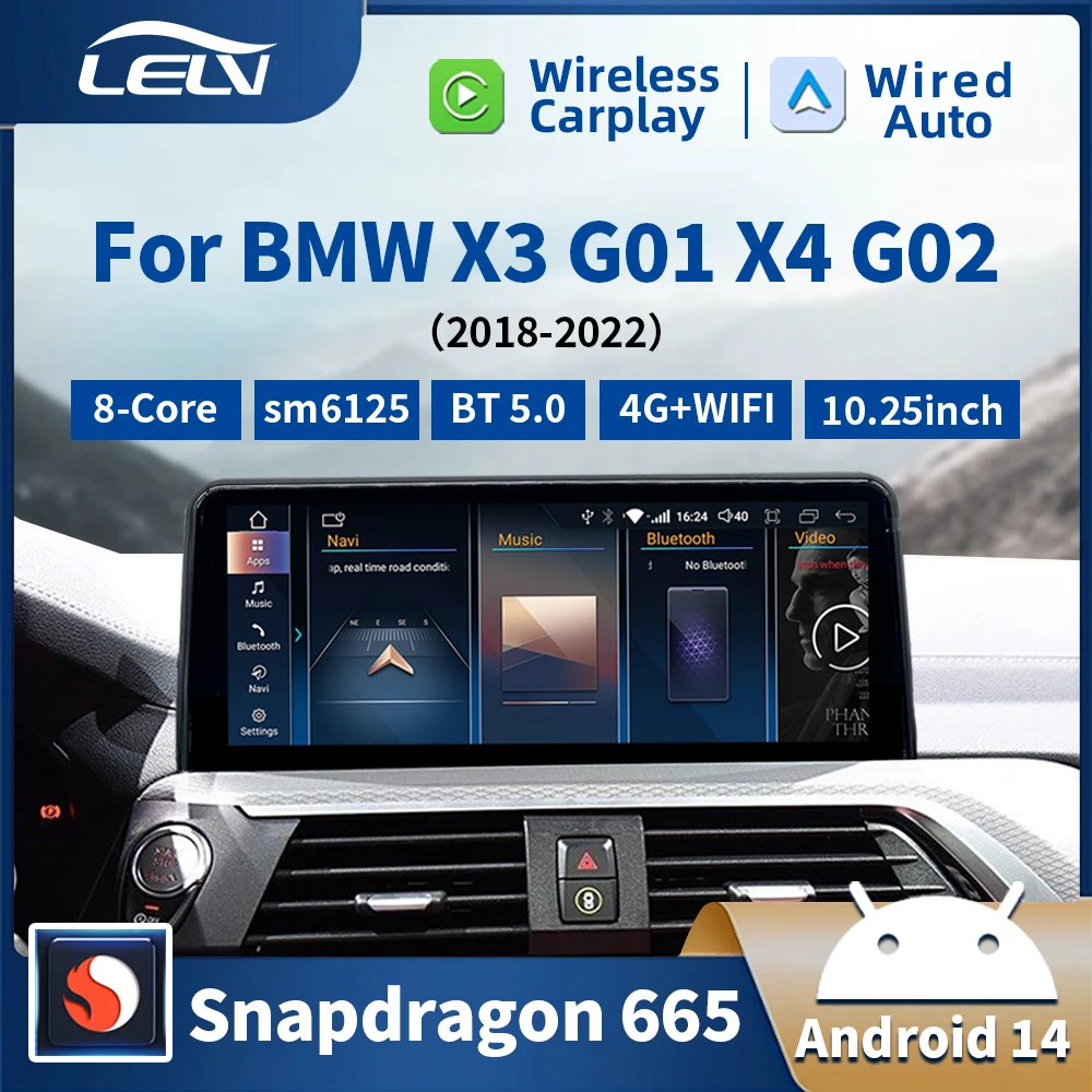 10.25-inch new Qualcomm 665 wireless carplay Android auto For BMW X3 X4 G01 G02 EVO Car Video Player Multimedia GPS navigation