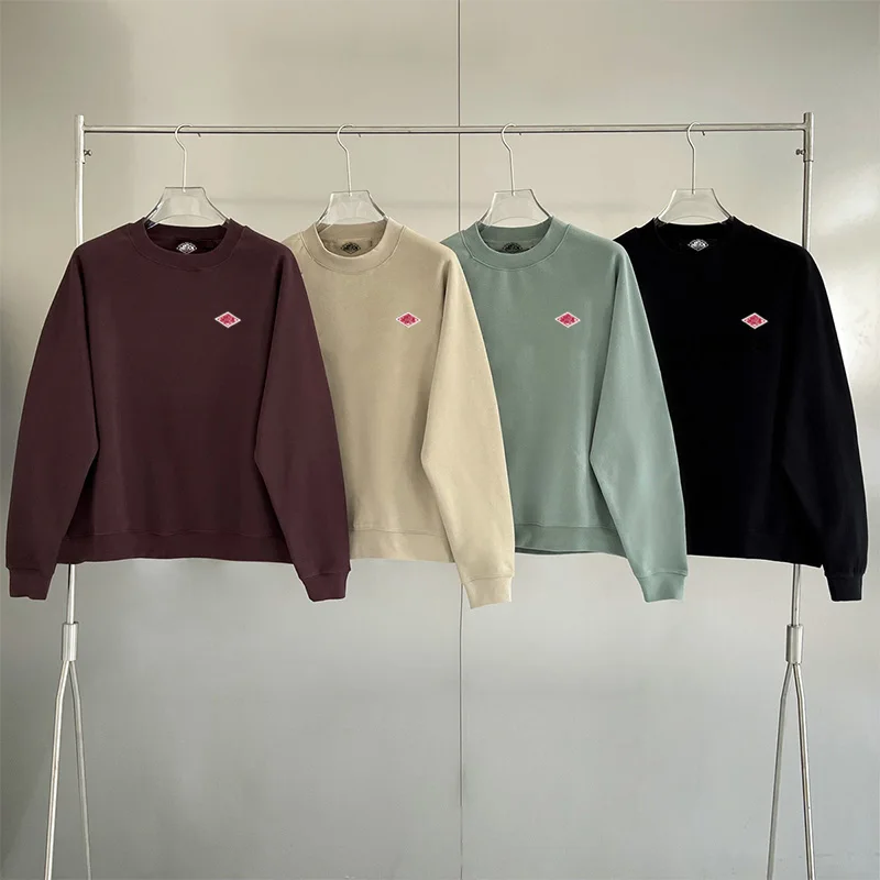 Sudadera fina de algodón con cuello redondo para hombre y mujer, jersey de chándal holgado de manga larga con bordado de la misma marca, exportado a Japón, Otoño, 2024