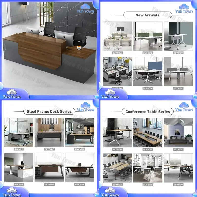 Customized Logo Office Furniture for 2 Person Modern Wooden Front Counter Reception Desk for Hotel Company Office