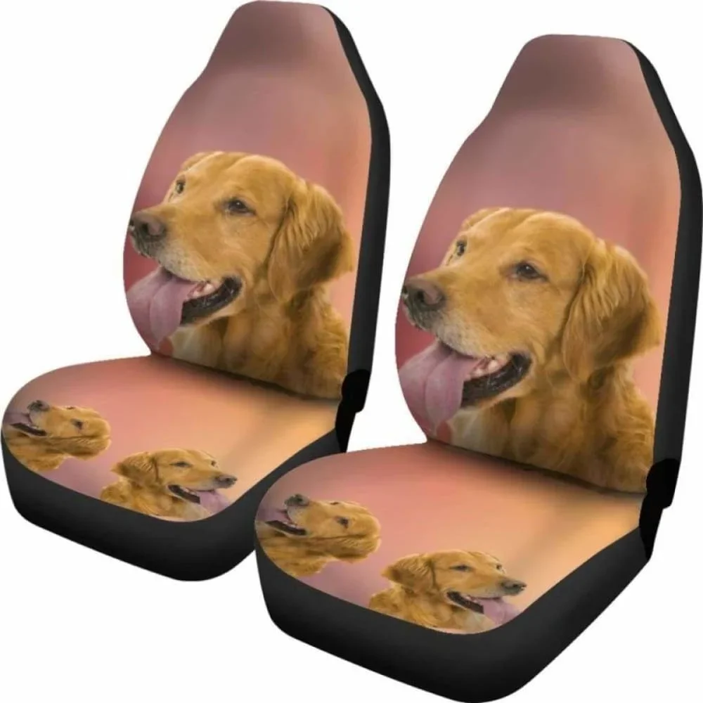 Golden Retriever Car Seat Cover 115106,Pack of 2 Universal Front Seat Protective Cover