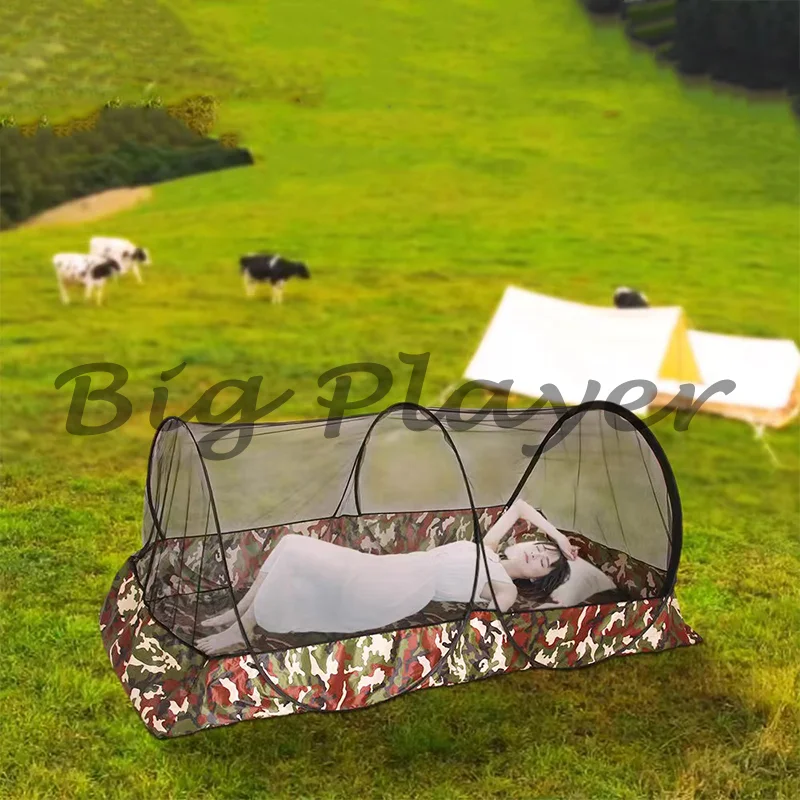 ناموسية محمولة قابلة للطي مع سحاب سفلي لمنع لدغات البعوض. استخدم شبكة شبكية للتخييم في الهواء الطلق والاستخدام المنزلي