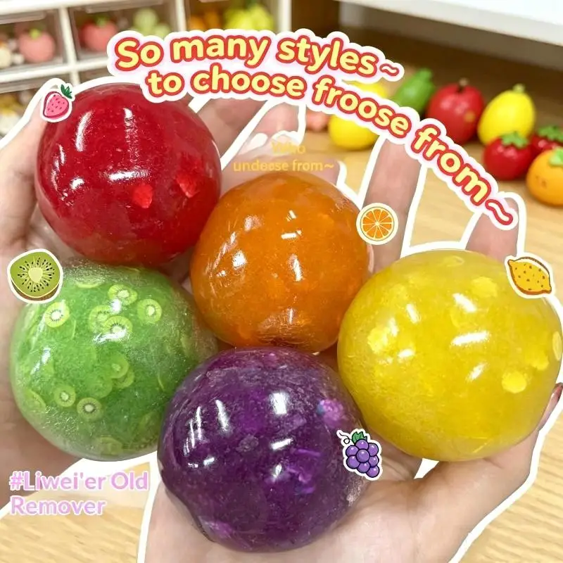 *3pcs Product Fruit Smoothie Squeeze Sound Controlled Series Plastic Stress Relieving Toy Fruit Sugar Smoothie Ball Ease Anxiety