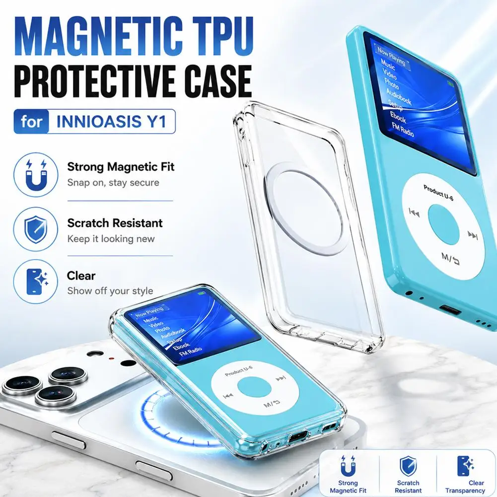 For INNIOASIS Y1 Case Magnetic TPU Support Magsafe Ultra Thin Transparent Soft Shell Anti Shock MP3 Player Protective Cover Skin