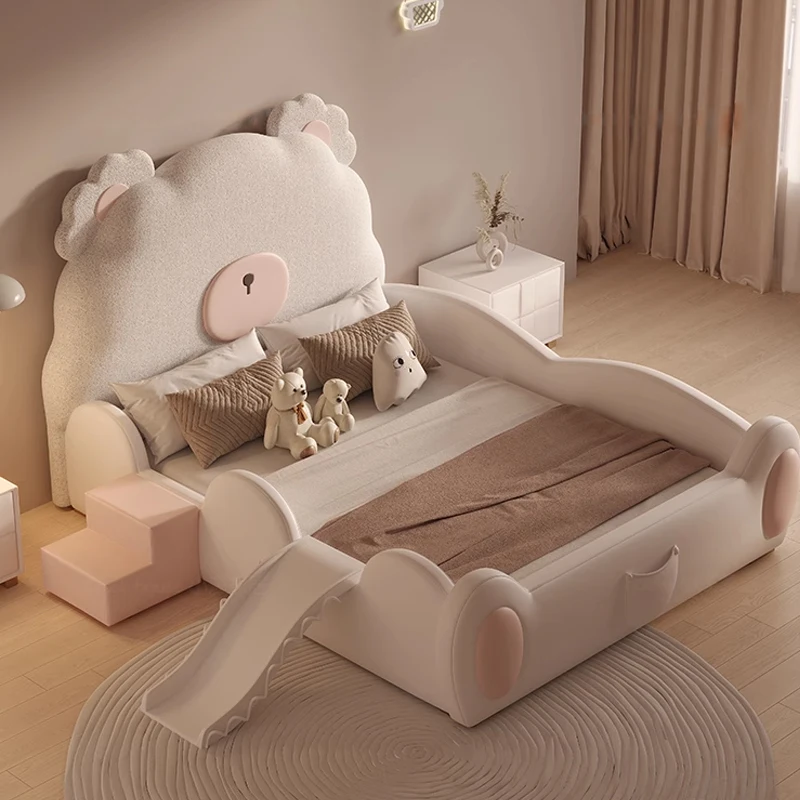 Children's bedding design single size children's bed double leather children's bed