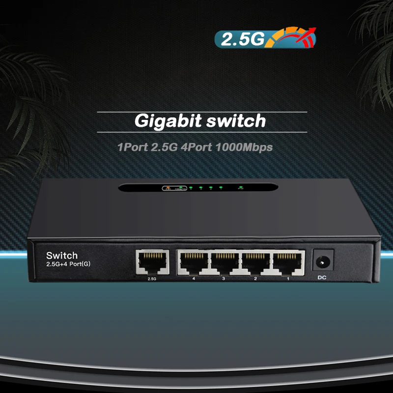 Interruptor de rede do gigabit do Desktop, ethernet, cubo do Lan, divisor do Internet, automóvel, 1000Mbps, 2500Mbps, 2.5G