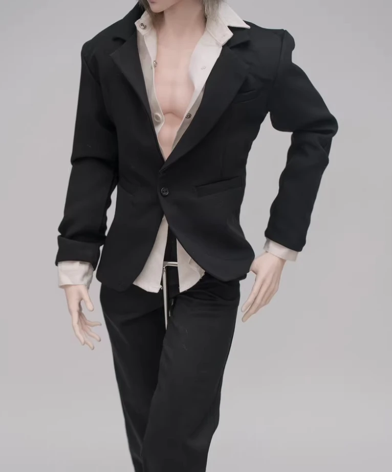 A04 enfants jouet fait à la main oncle ID75 uf75 BJD poupée vêtements blanc noir gris manteau et pantalon costume uniforme 2 pièces/ensemble