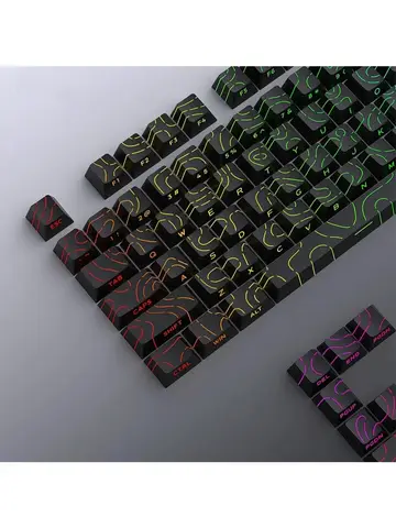 New Topographic Keycaps 4.0 Version Shine Through 98 Key PBT Cherry Profile Side Print Backlit for MX Gamer Mechanical Keyboard