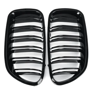 Double Slat Front Rim Grill cho BMW 5, F10, F11, F18, 2010-2017, Black Black, Dual Line Racing Grills 6 Lưới màu đen bán hàng chính - 2