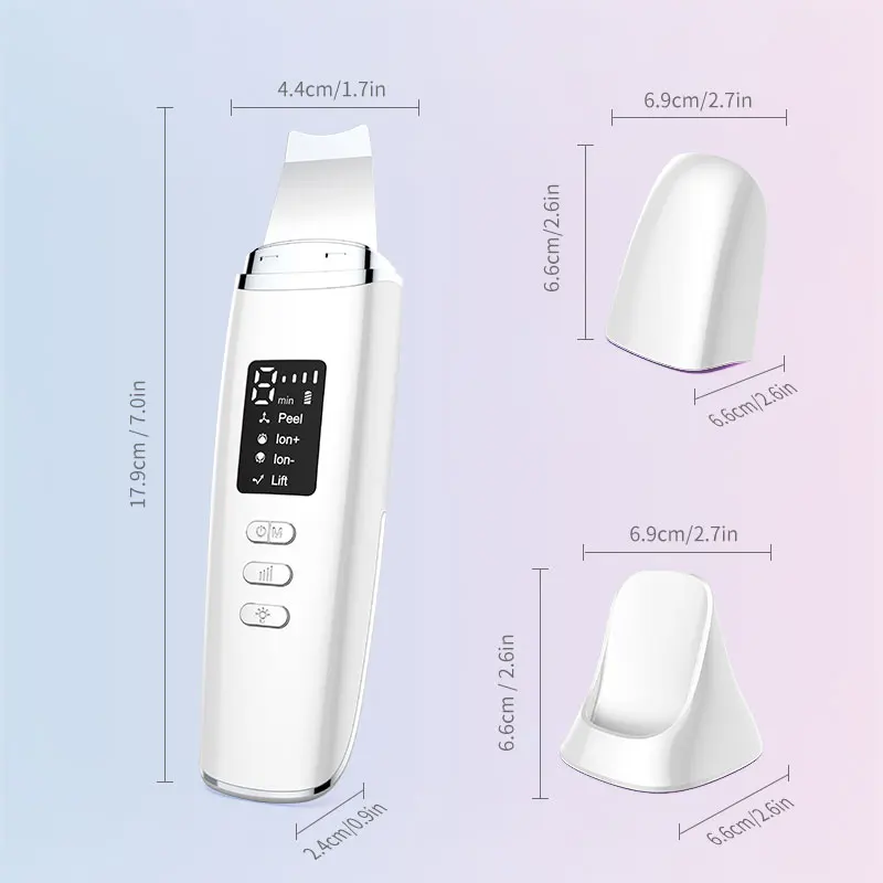 3in1 Ultrasonic Skin Scrubber Facial Lifting Deep Facial Cleaner Acne Blackhead Remover Peeling Shovel Cleaner Facial Massager