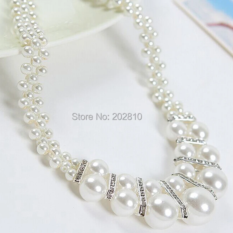 tiki  по 1 грн все New Casual Sporty Women Crystal Pearl Necklace Jewelry Cheap Pearl Chokers Necklace Women Fine Quality