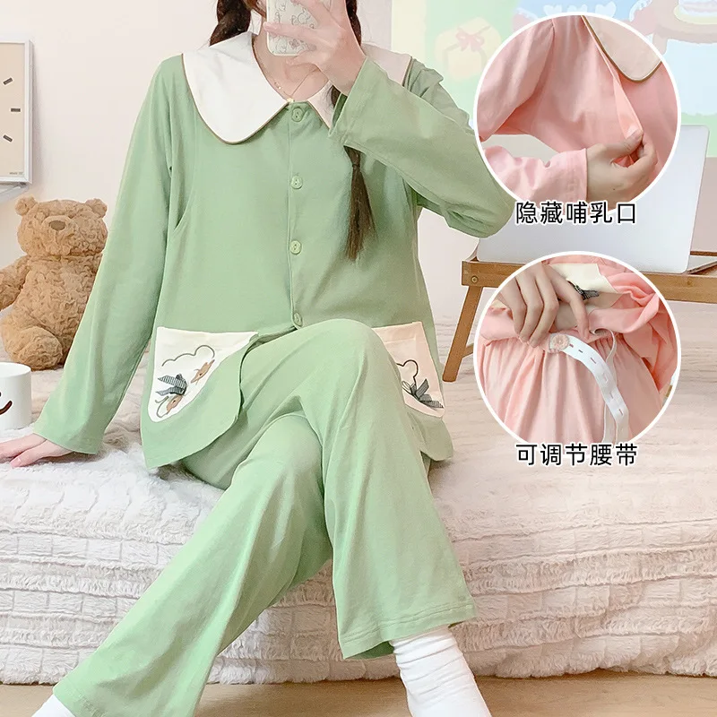 

Maternity Women Cotton Nursing Sleepwear Pregnant Nightdress Breastfeeding Pajamas Pregnancy Nightclothes For Postpartum Mother