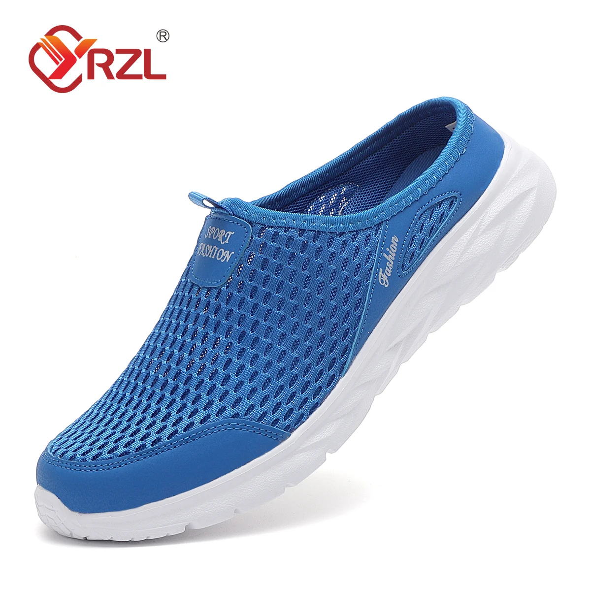 

YRZL Half Slippers Mens Summer Breathable Mesh Mens Shoes Outdoor Casual Walking Shoes Large Flat Light Mesh Slippers Men