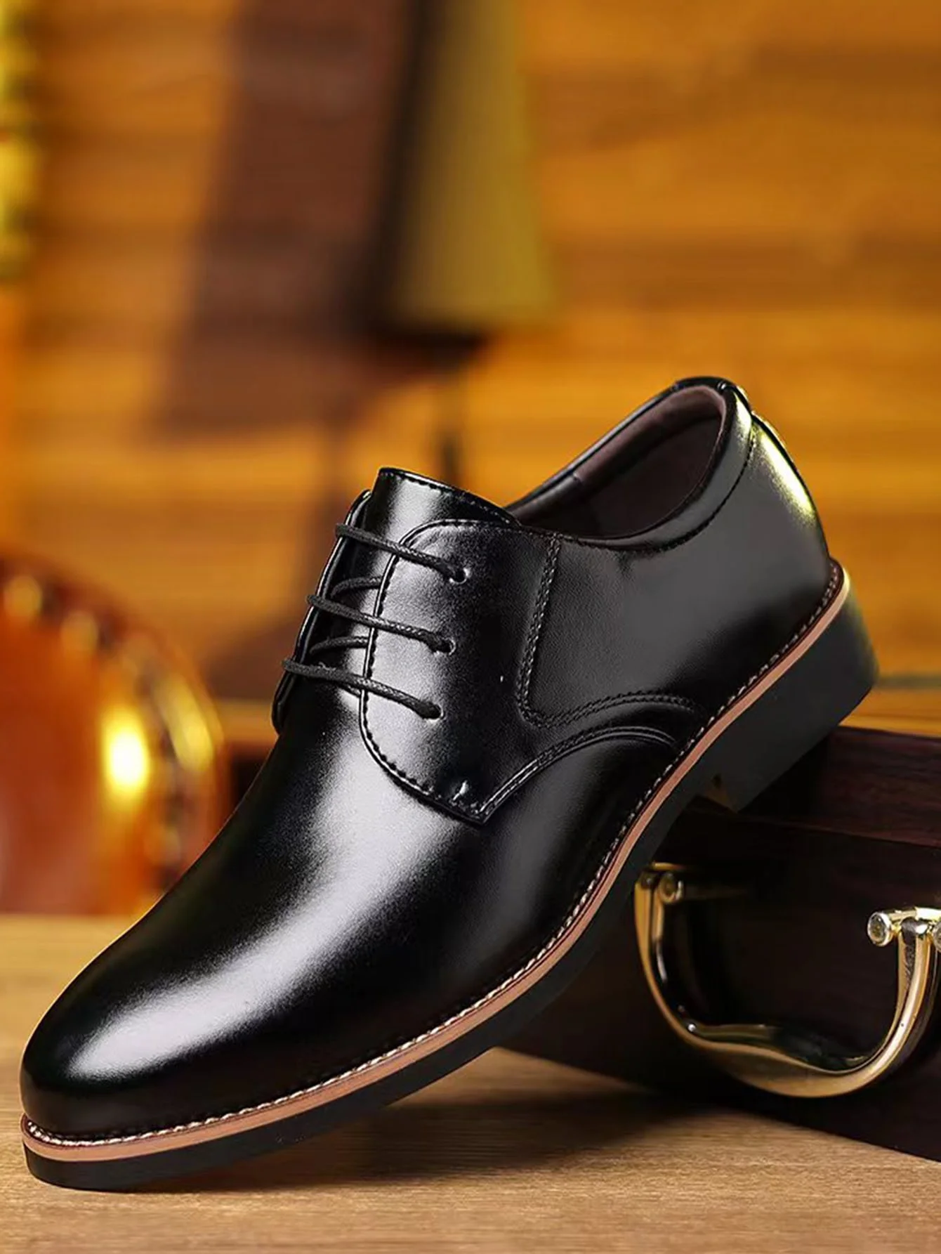 Men\'s pointed toe dress shoes, wedding party business non-slip dress shoes Men\'s Pointed Toe Lace-Up Dress