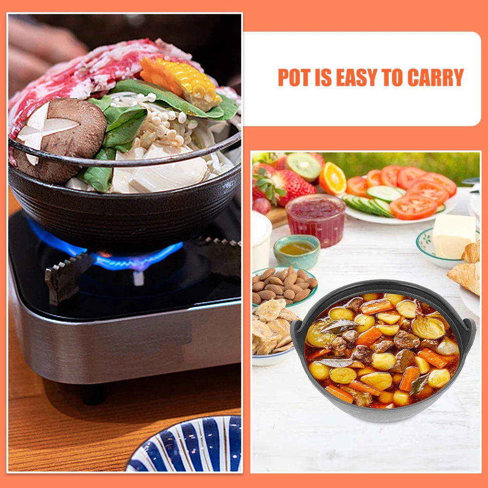 Gusseisen Dutch Oven Große Kapazität Antihaft-Oberfläche Outdoor Camping Kochgeschirr Tragbarer Griff Familie Picknick Suppe Suppentopf