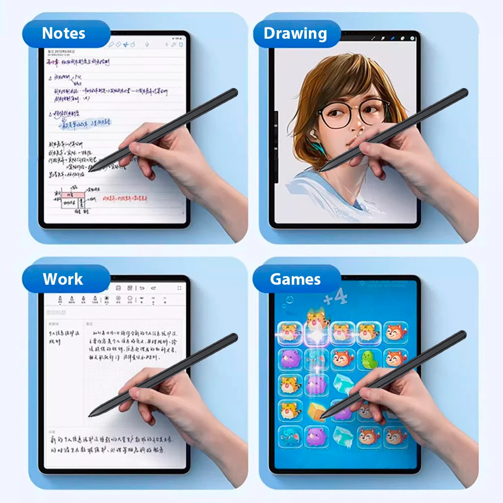 For Samsung Galaxy Tab S Pen with Eraser Palm Rejection Stylus for Galaxy Tab S6 Lite S7 S8 S9 for Samsung Pen with 3 Nibs