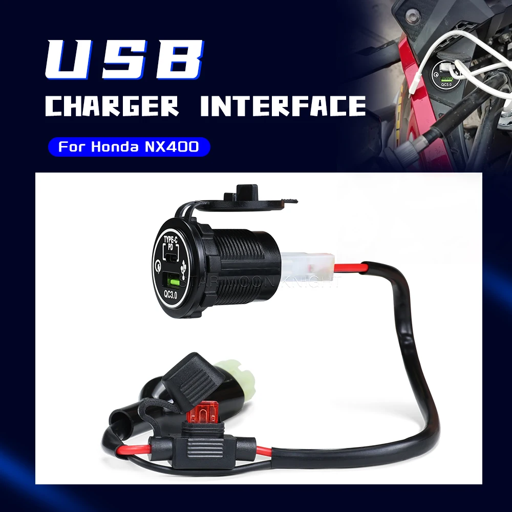 For Honda NX 400  NX400 2024 Accessories Motorcycle QC3.0 USB  Type C PD USB Charger Fast Charger Power Adapter Plug Socket