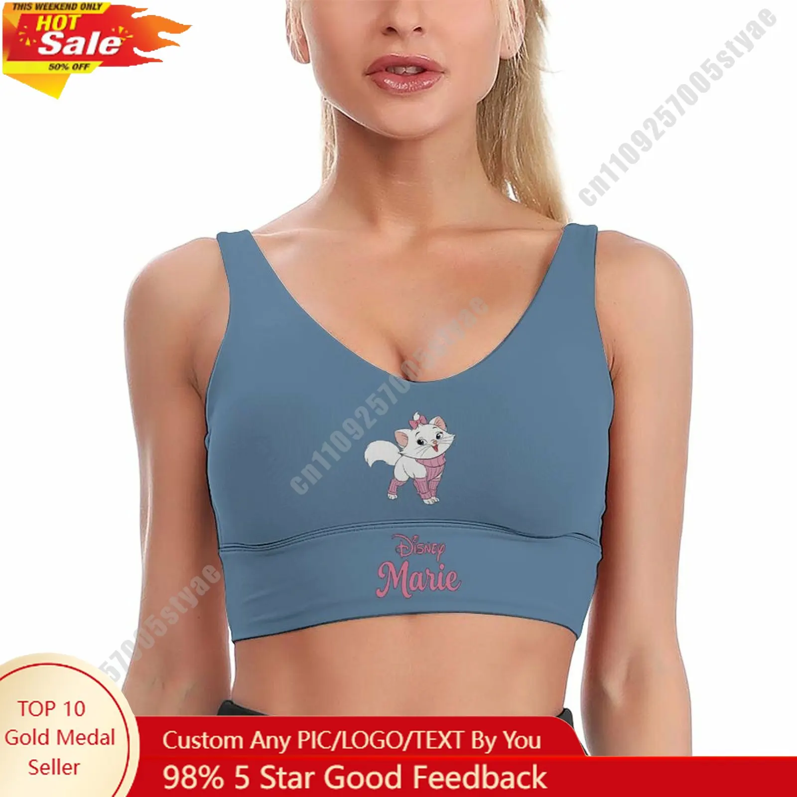 

Marie Sports Bra Disney Character Custom Breathable Underwear Running Fitness Push Up Bra Fresh Fashionable Gifts