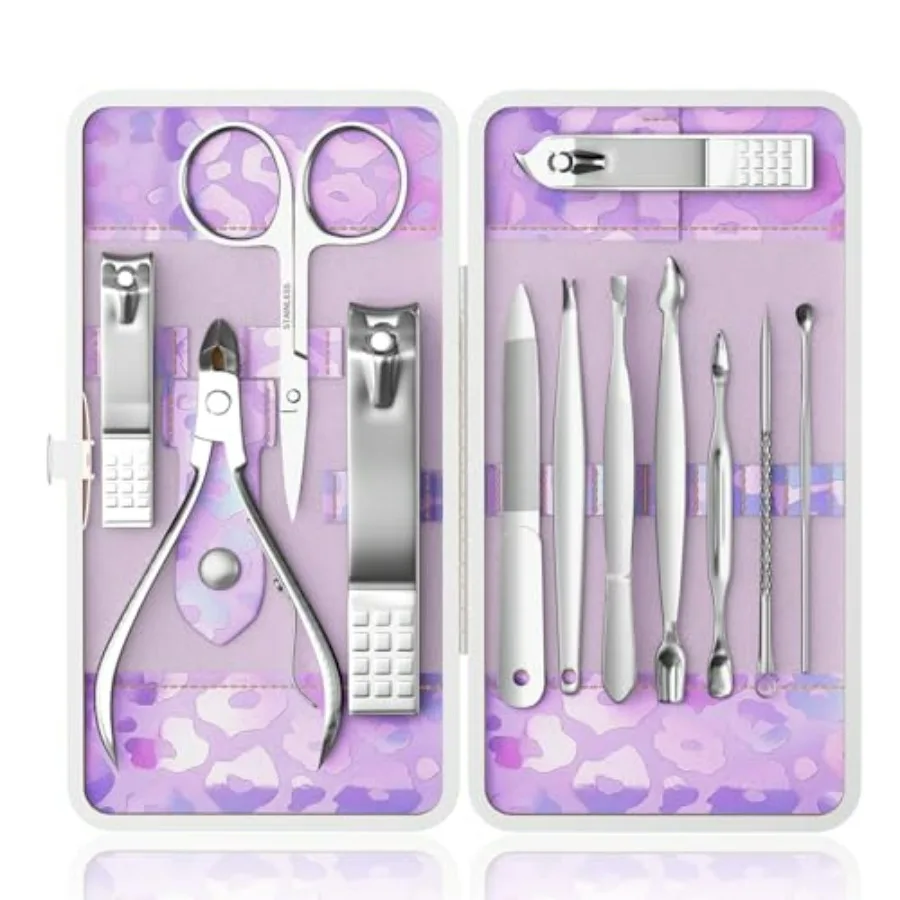 

Nail Clippers Kit Manicure Pedicure Set with Holographic Case
