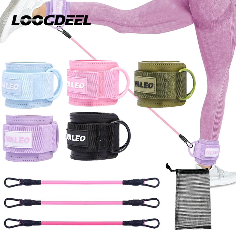 LOOGDEEL Resistance Bands Set Ankle Straps Adjustable Foot Support Padded Cuff Ankle Weight Leg Training Brace Yoga Sport Tool