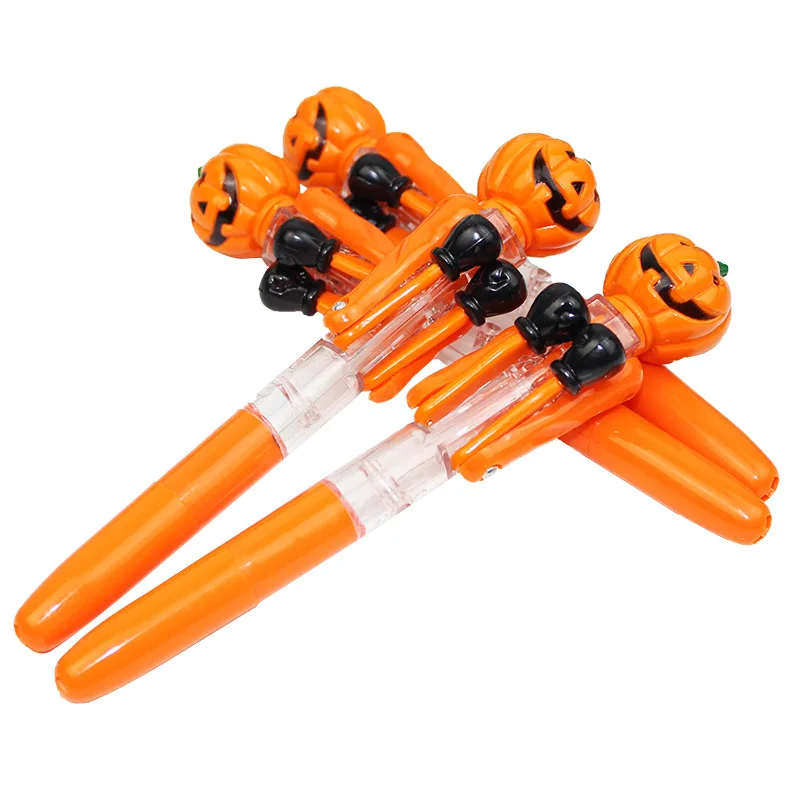 10Pcs Pumpkin Boxing Ballpoint Pen Halloween Pen With Glow Lights Children's Prize Cute Gift Ballpoint Pen Decompression Toy