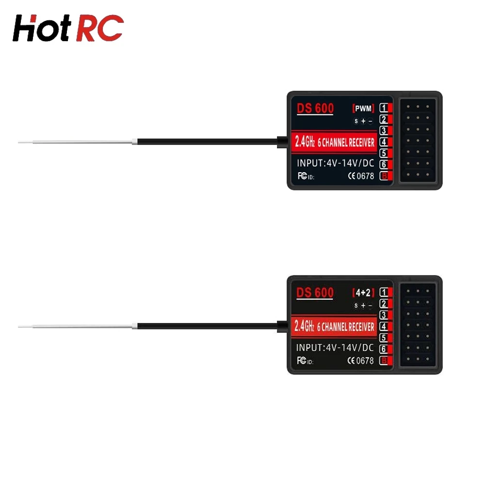 HOTRC DS-600 6CH 2.4GHz FHSS Radio System Transmitter Remote Controller DS600 PWM/4 2 GFSK 6CH Receiver For Model Fishing Boat