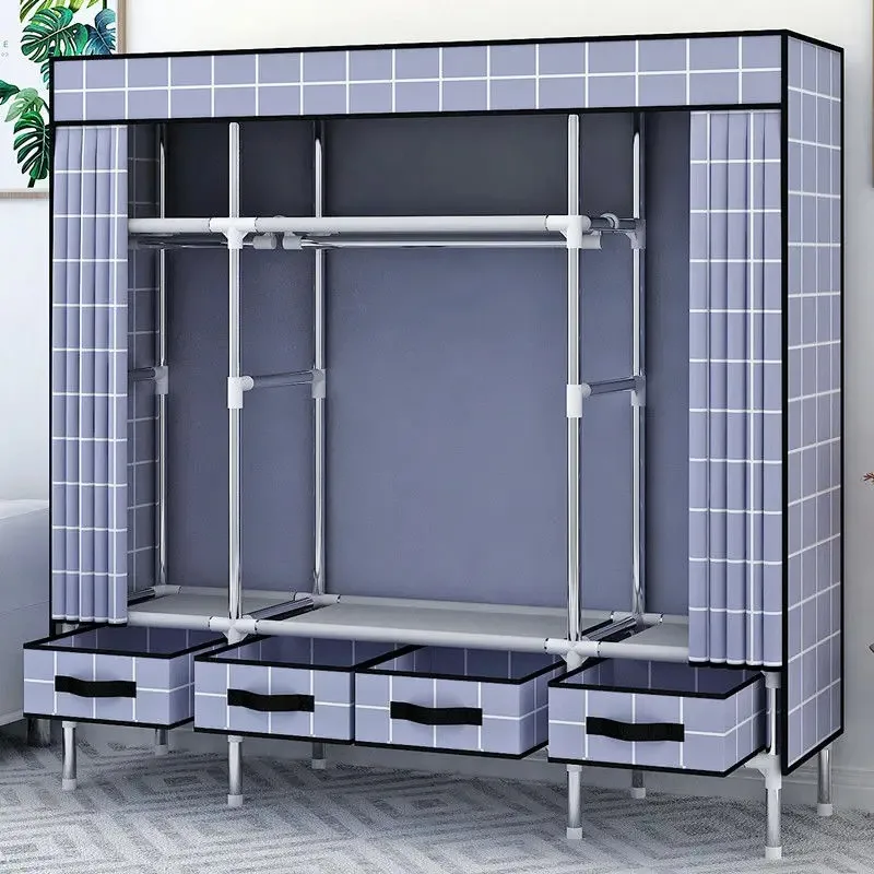 

Ящики для шкафа для одежды, стальная труба, утолщенная сборка, прочный полностью стальной каркас для аренды, дома, спальни, шкафы