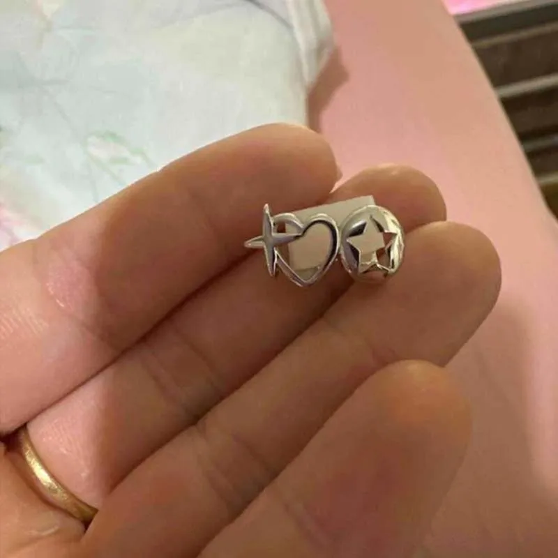 Punk Hip Hop Holle Hart Tanden Caps voor Vrouwen Mannen Vintage Zilveren Kleur Dubbele Liefde Ster Tand Grills Paar Sieraden Accessoires