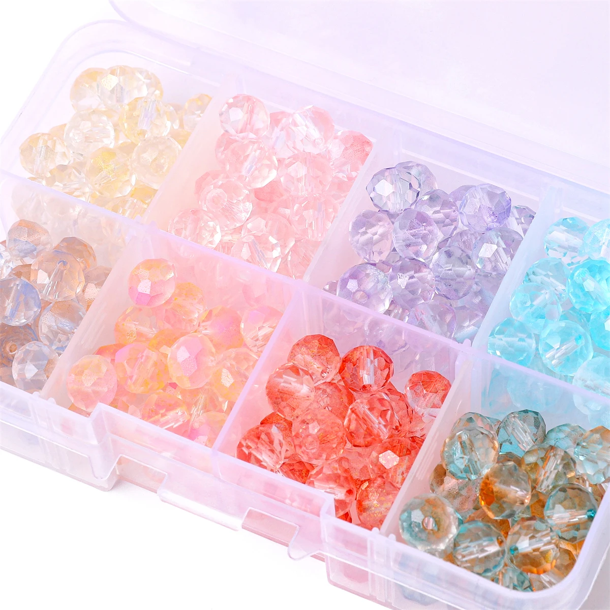 

8-box 8mm glass gradient crystal wheel bead set box Hand string, bracelet, bead string material Creative DIY Jewelry Accessories
