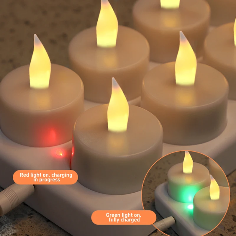 

4/6/12Pcs LED Flameless Tea Light Candles USB Rechargeable Battery Operated Fake Candles For Wedding Valentine Home Party Decor