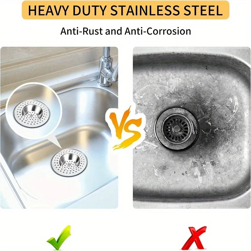 Stainless Steel Sink Strainer Plug, Sink Strainer Drain Protector, Hair Catcher for Bathtub Shower Room