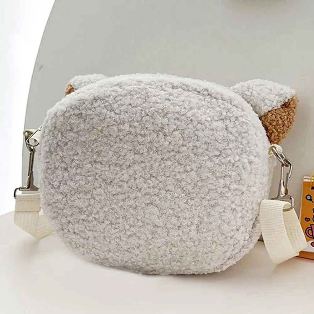 Cute Cat Bear Sheep Furry Crossbody Bags Fall Winter Plush Shoulder Bag Women Bag Girls Messenger Bag Coin Purse Crossbody Bag