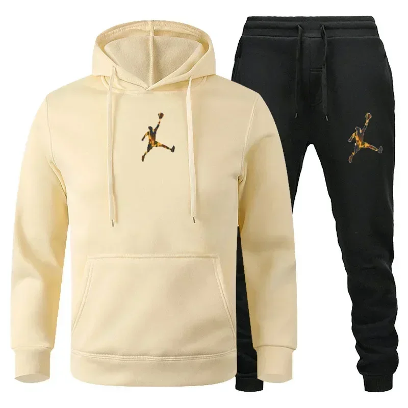 2024 autumn and winter men and women can pullover hoodie + jogging pants two-piece set hip hop sports suit fashion trend