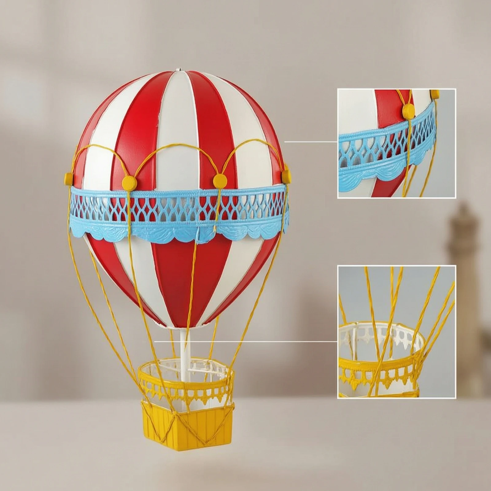 Hot Air Balloon Window Hanging Mouth-Blown Hot Air Balloon Hanging Ornament Gift-Ready Lightweight for Decorators, Photo Shoots