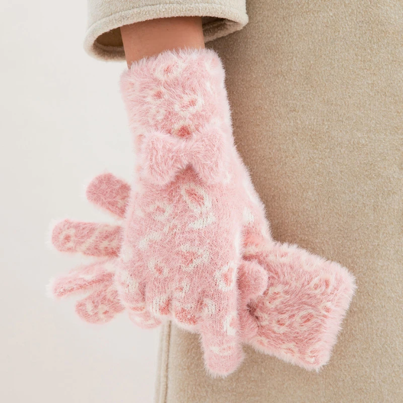 قفازات متماسكة بطبعة الفهد للنساء، قفازات شتوية بدون أصابع قابلة للتحويل بشاشة تعمل باللمس لركوب الخيل وقفازات ركوب الدراجات الرياضية غير الرسمية #4