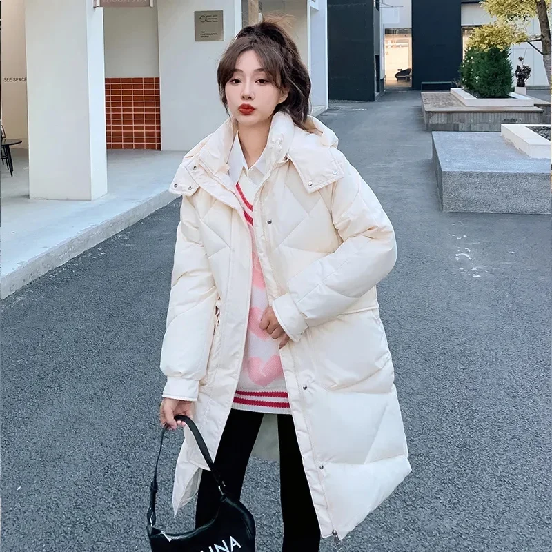 2024 New Women Parka Down Padded Jacket Warm Thick Cotton Puffer Coat Korean Loose Long Parkas Winter Jacket Outwear Clothes