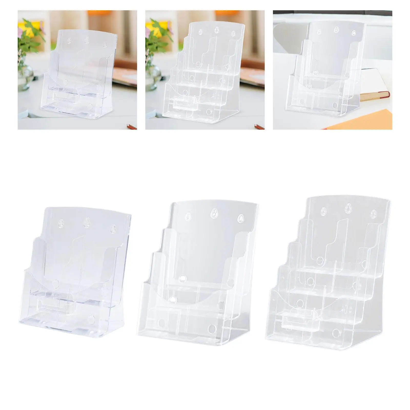 Acrylic Brochure Holder Display Stand Booklet Magazines Business Card Holder for