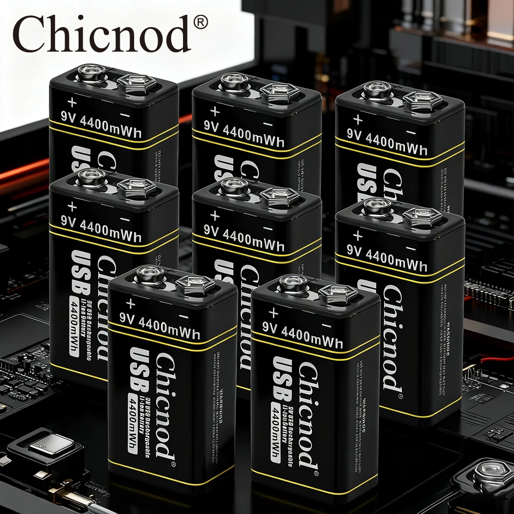

Chicnod USB 9V Rechargeable Battery 4400mWh Type-C Rechargeable 6F22 9V Li-ion Battery for RC Helicopeter Model Multimeter Toy