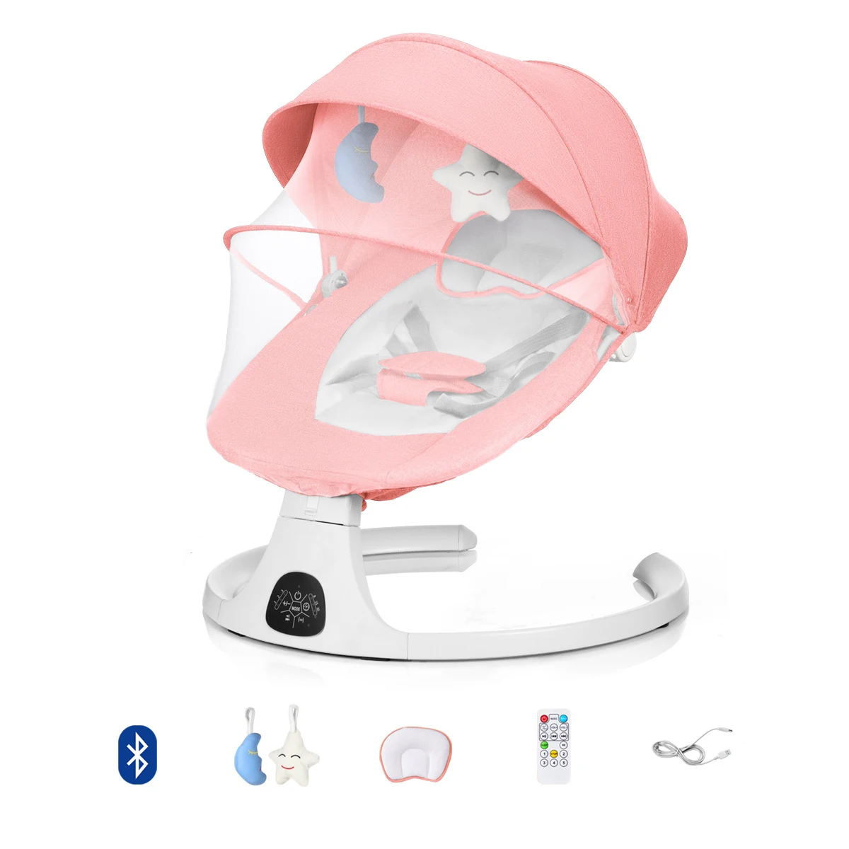 كرسي هزاز كهربائي فاخر متعدد الوظائف قابل للطي من Babynest كرسي أرجوحة ذكي للأطفال #5