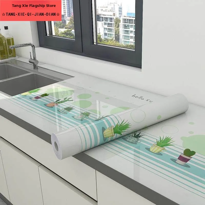 Waterproof Oil-Proof Kitchen Wall Stickers Self-Adhesive Stove High-Temperature Resistant Cabinet Countertop Film Decorations