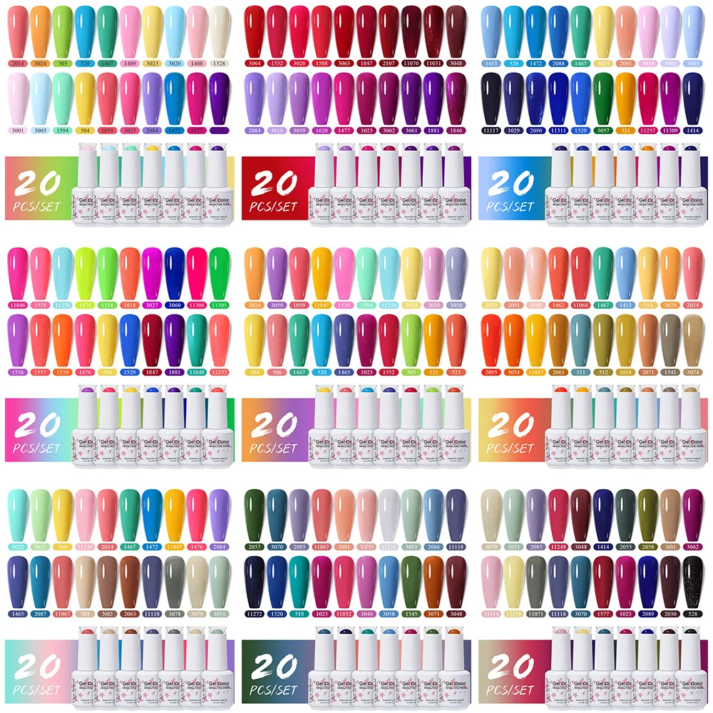 Clou Beaute 20pcs TPO & HEMA FREE Nail Gel Polish Set Red Pink Nude UV LED Soak Off Polish Gel Nail Semi Permanent Nail Varnish