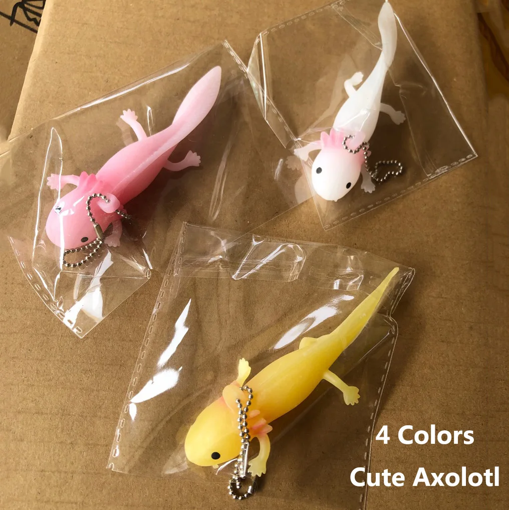 Llavero Axolotl Kawaii Newt salamandra bebé pescado juguete para amasar descompresión bolsa para apretar colgante de llavero para teléfono móvil