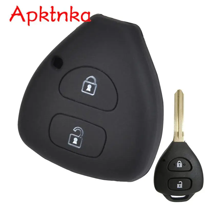 2 Button Silicone Key Case Cover For Toyota Auris HiLux Corolla Fortuner Prado Verso Camry Yaris Vitz Vios Ractis Belta IQ IST