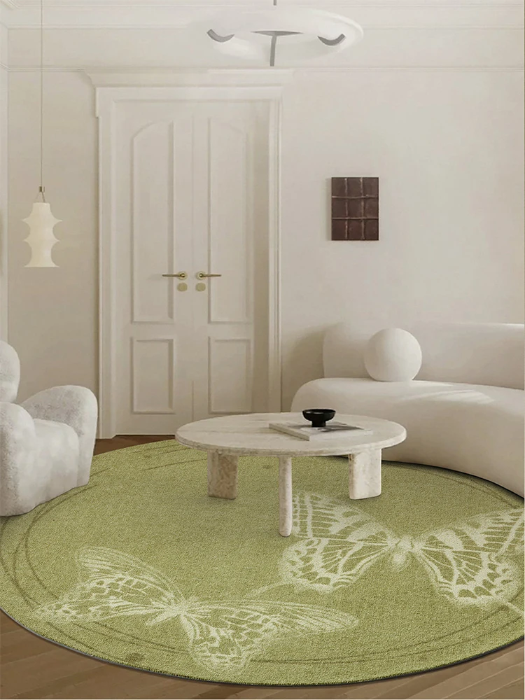 Olive Green Color Living Room Round Carpet Wool Nylon Thick Cloakroom Round Rug for Bedroom Bedside Soft Foot Pad Mat Study Mat